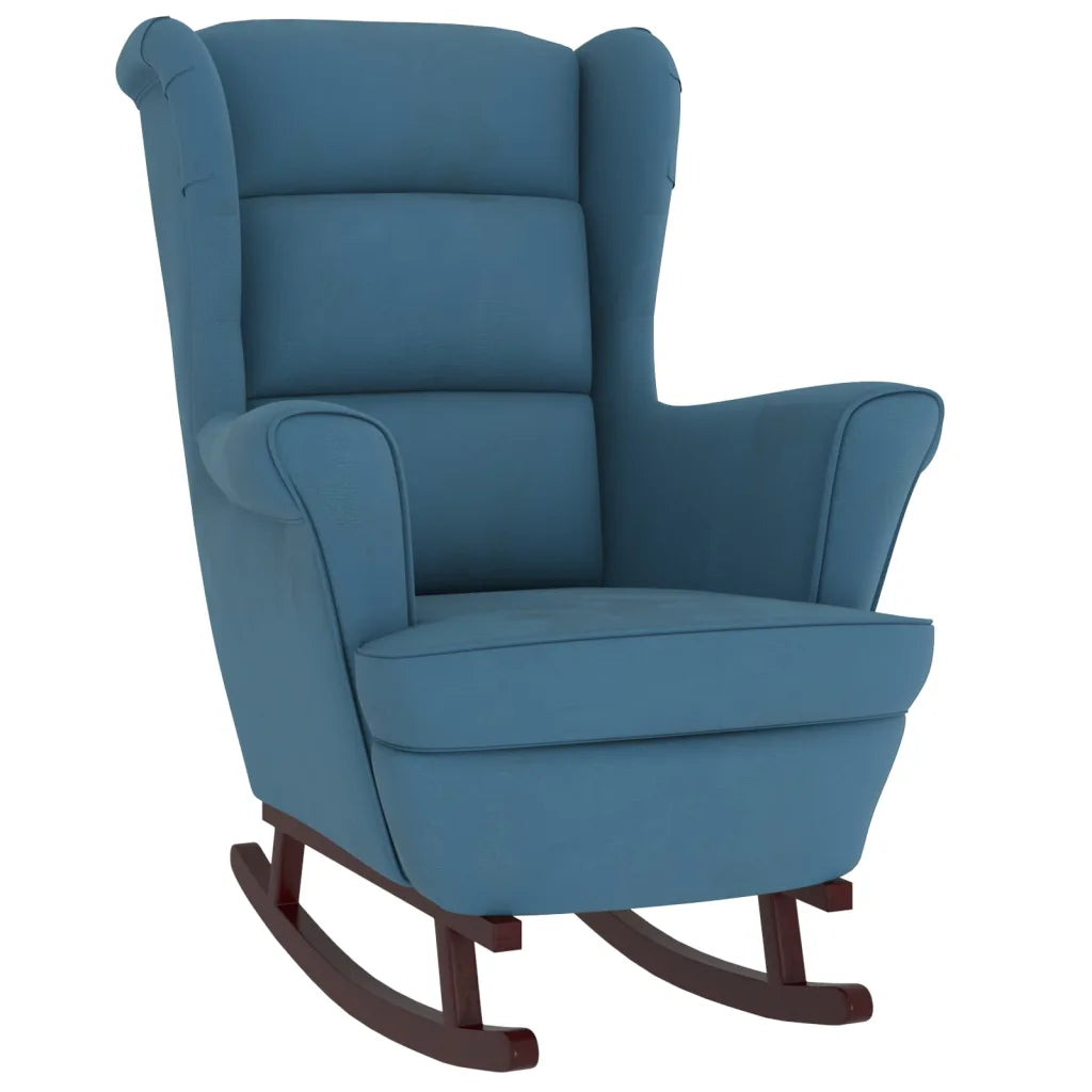 Un Rocking Chair en Bois avec revêtement en velours, ultra confortable.