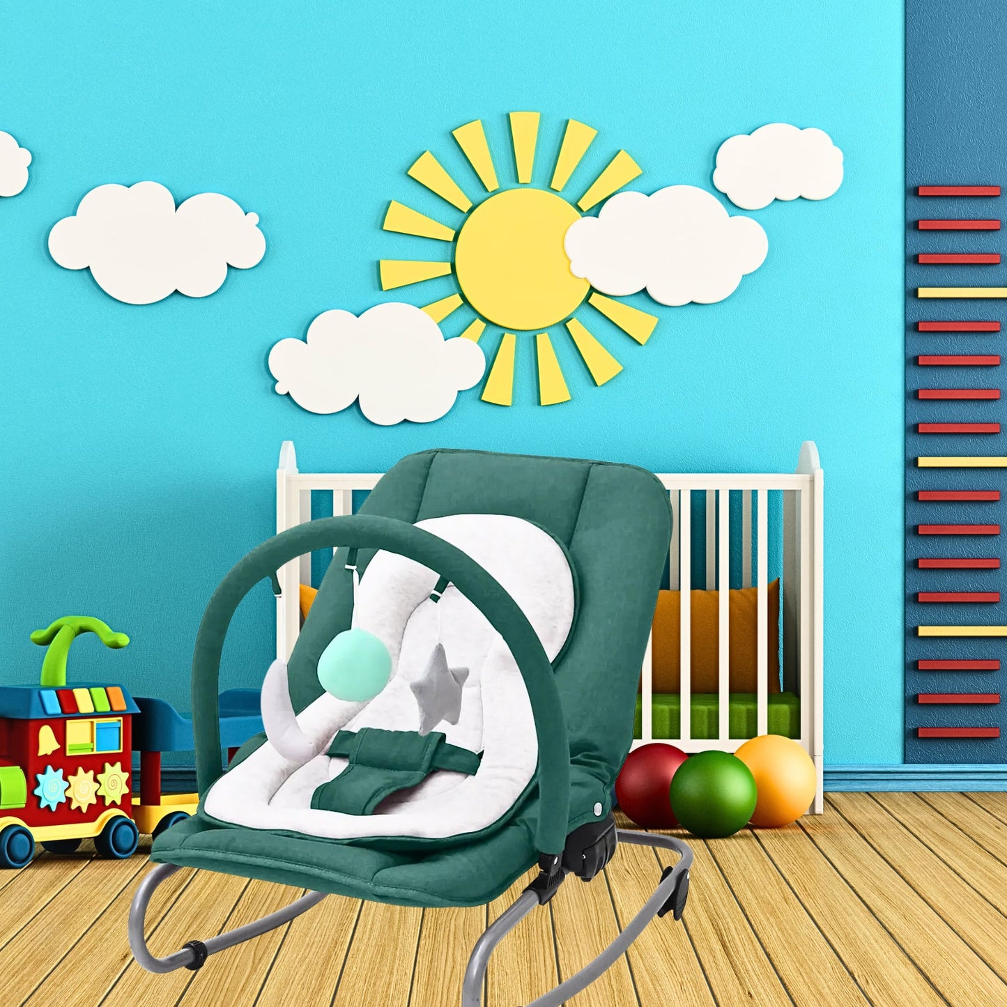Une chaise à Bascule Bébé ou transat, très confortable disponible en différents coloris.