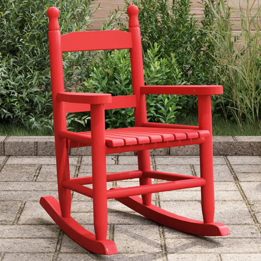 Un Fauteuil à Bascule spécial Enfant, en bois de peuplier rouge.