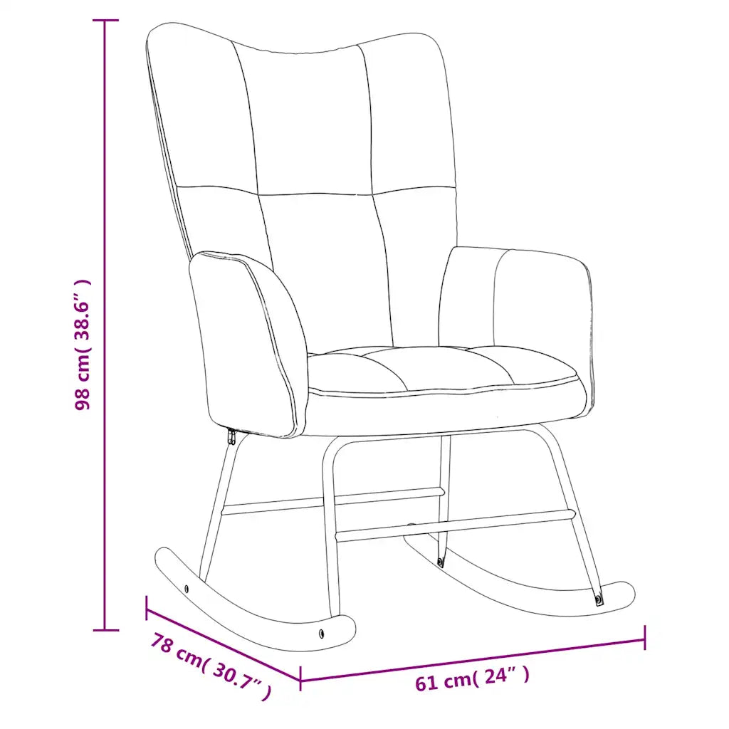 Un Fauteuil à Bascule Matelassé de couleur gris foncé.