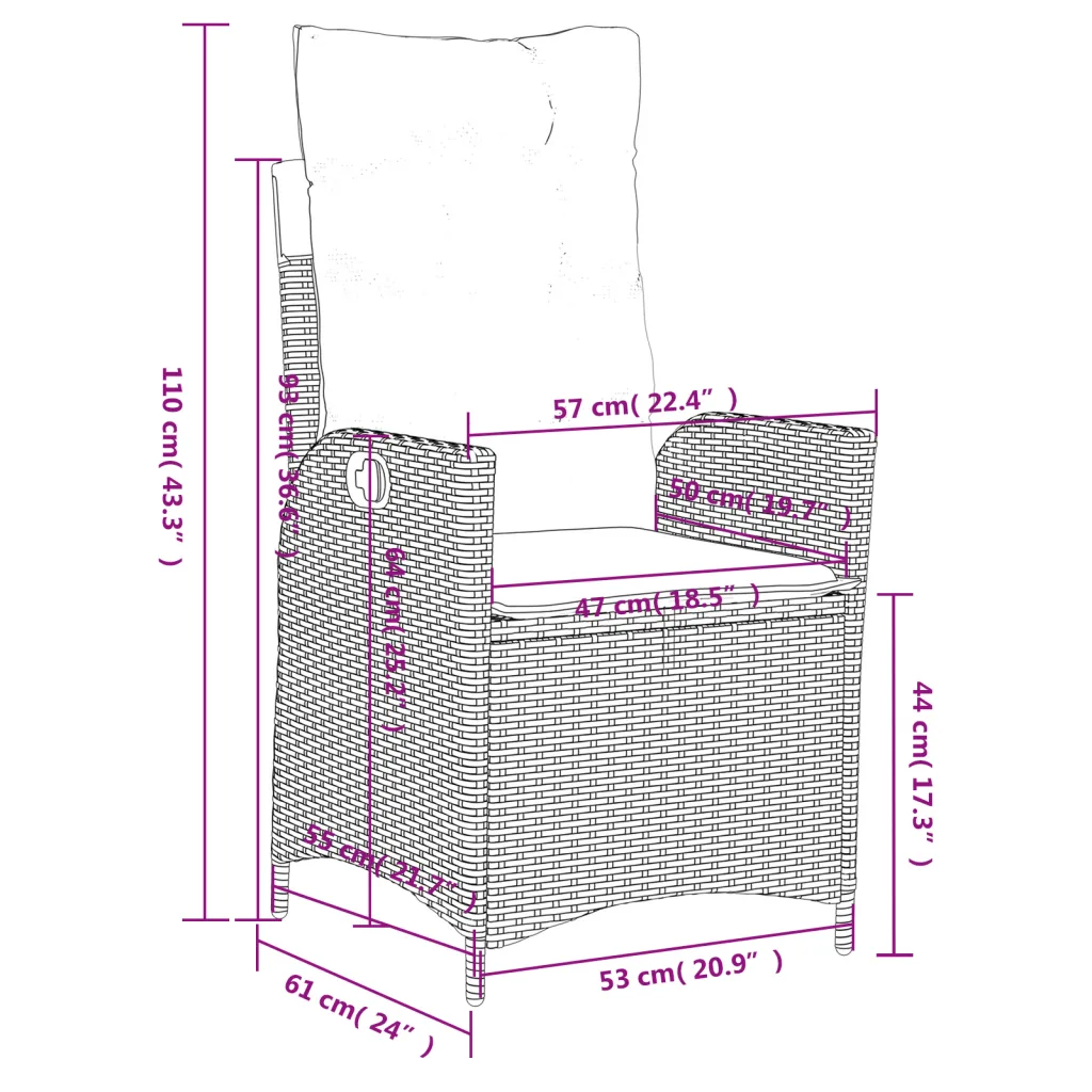Un Fauteuil de Jardin Inclinable en polyrotin résistant aux intempéries.