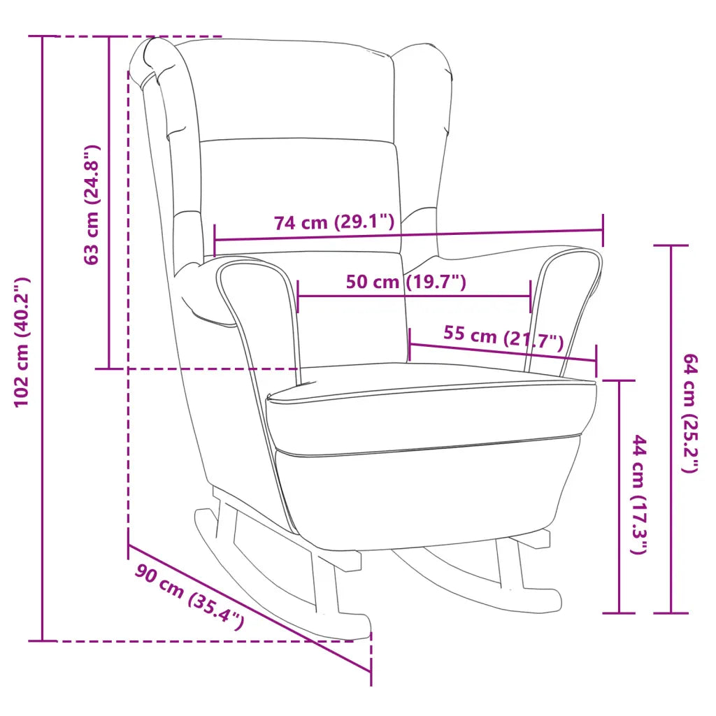 Un Rocking Chair en Bois avec revêtement en velours, ultra confortable.