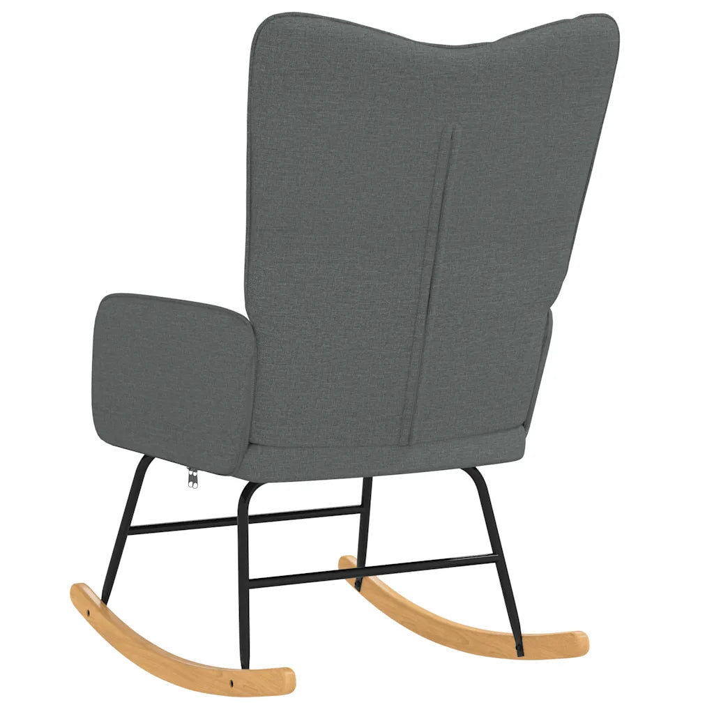 Un Fauteuil à Bascule gris, avec un dossier haut confortable.