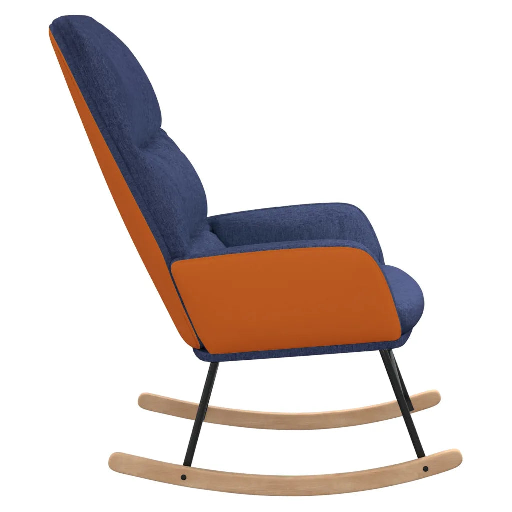 Assise rembourrée du fauteuil à bascule bleu – confort optimal à petit prix.