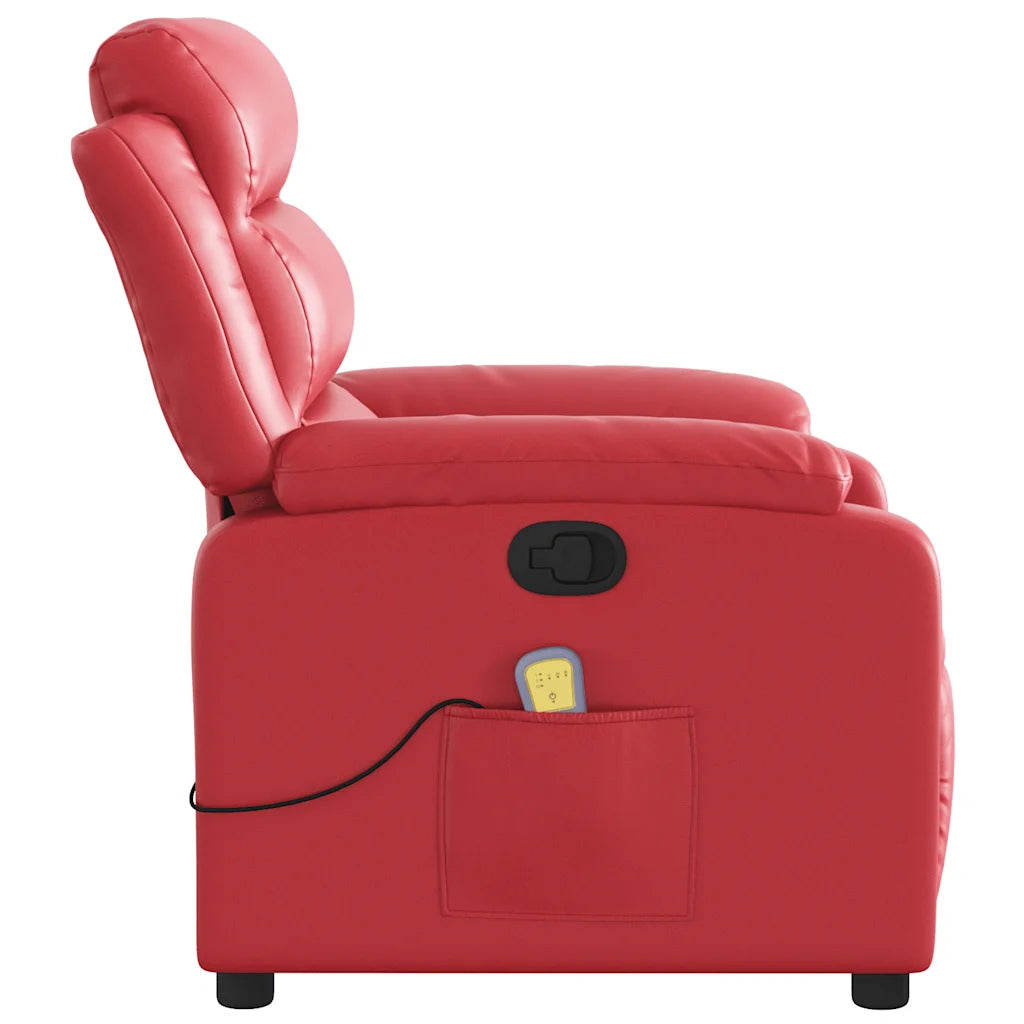 Accoudoirs rembourrés du fauteuil cuir inclinable design rouge.