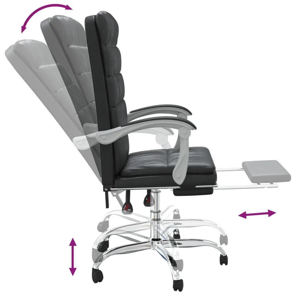 Fauteuil de bureau design noir pivotant à 360 degrés.