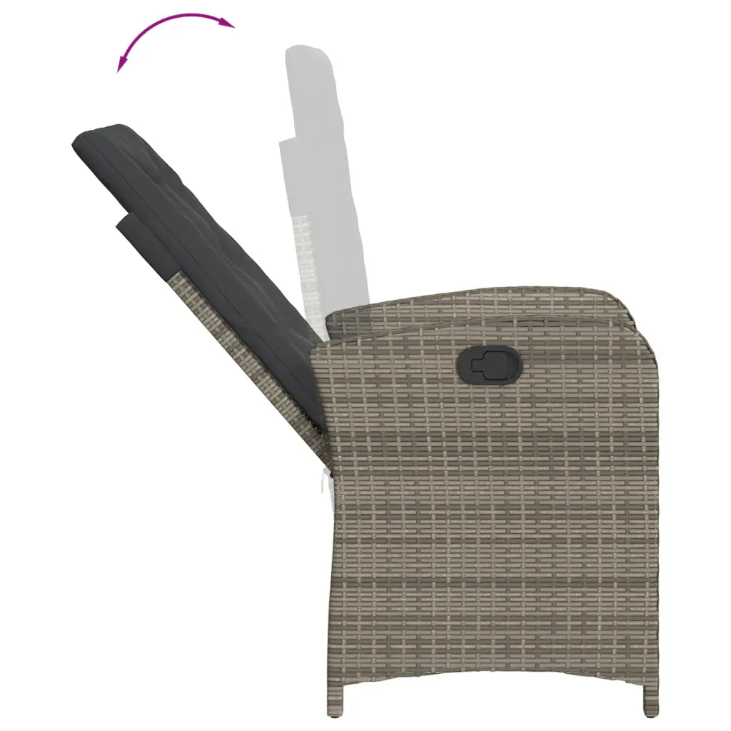 Fauteuil de jardin inclinable gris avec repose-dos incliné.