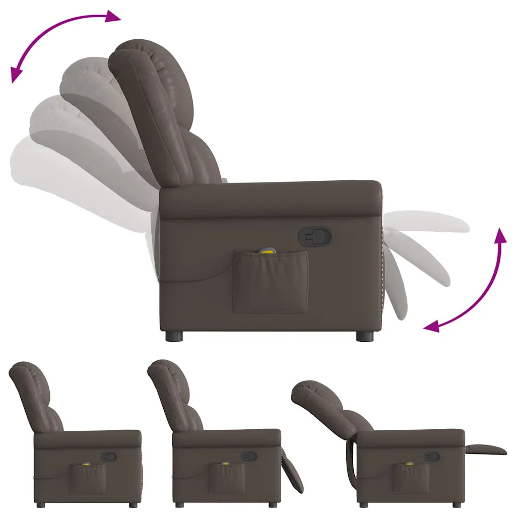 un Fauteuil Inclinable avec Repose Pieds avec fonction massage, disponible en marron ou noir.