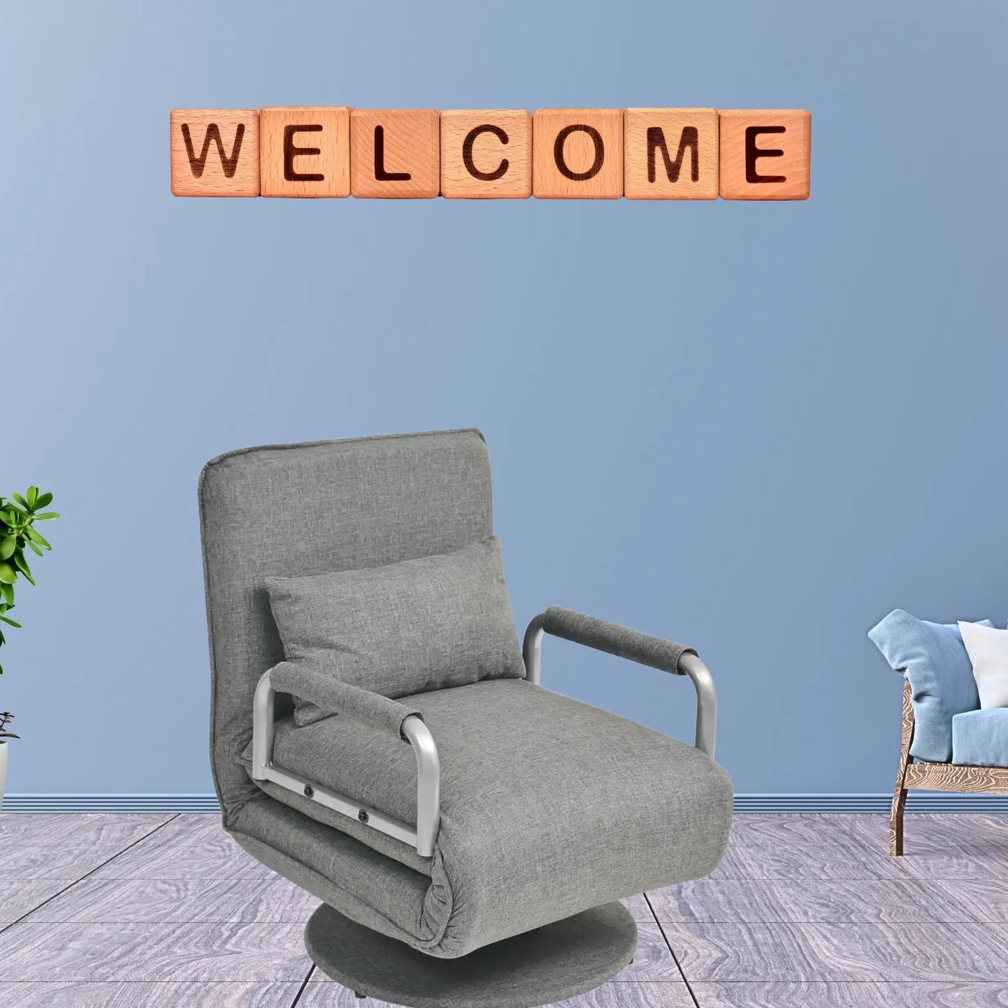 Un Fauteuil Pivotant Inclinable mais également convertible. Disponible en gris clair ou gris foncé.