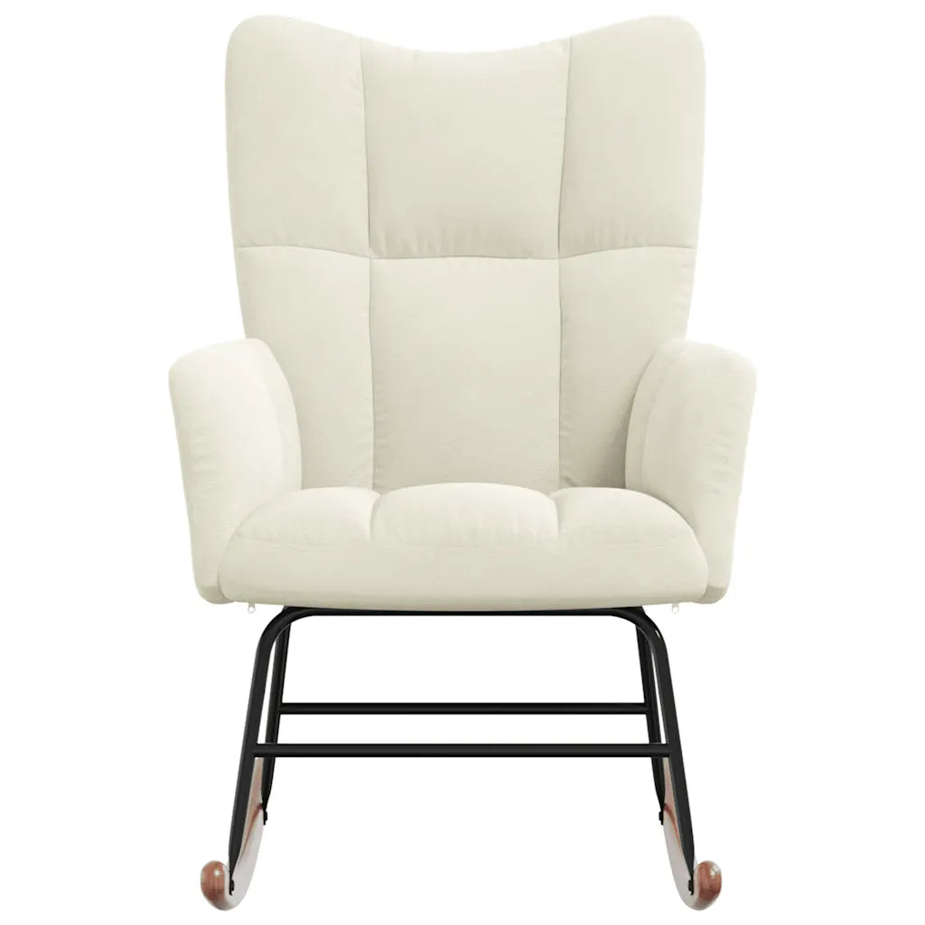 Un Rocking Chair en velours Blanc confortable et design. Existe en différents coloris.