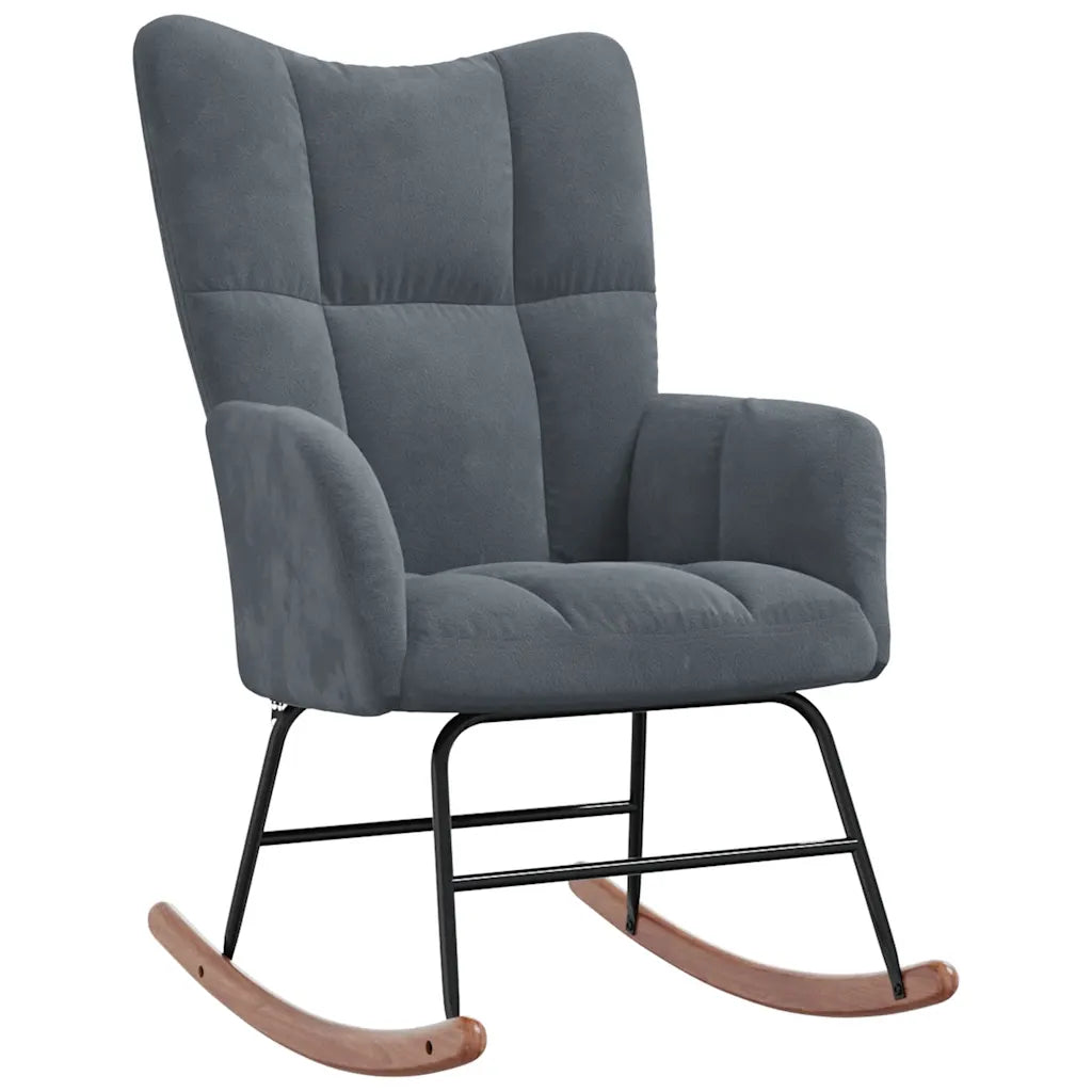 Un Fauteuil à Bascule Matelassé de couleur gris foncé.