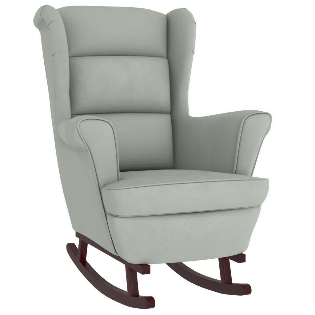 Un Rocking Chair en Bois avec revêtement en velours, ultra confortable.