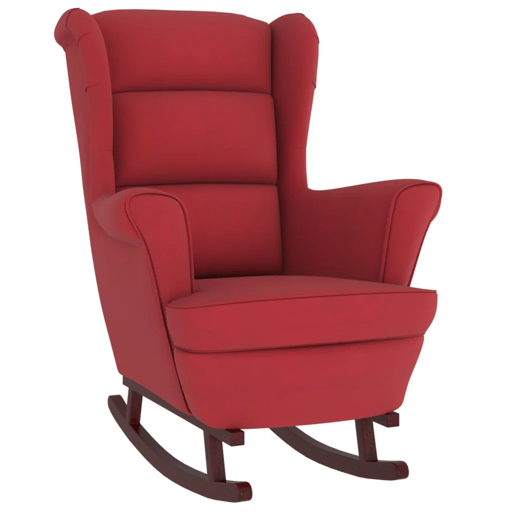 Un Rocking Chair en Bois avec revêtement en velours, ultra confortable.