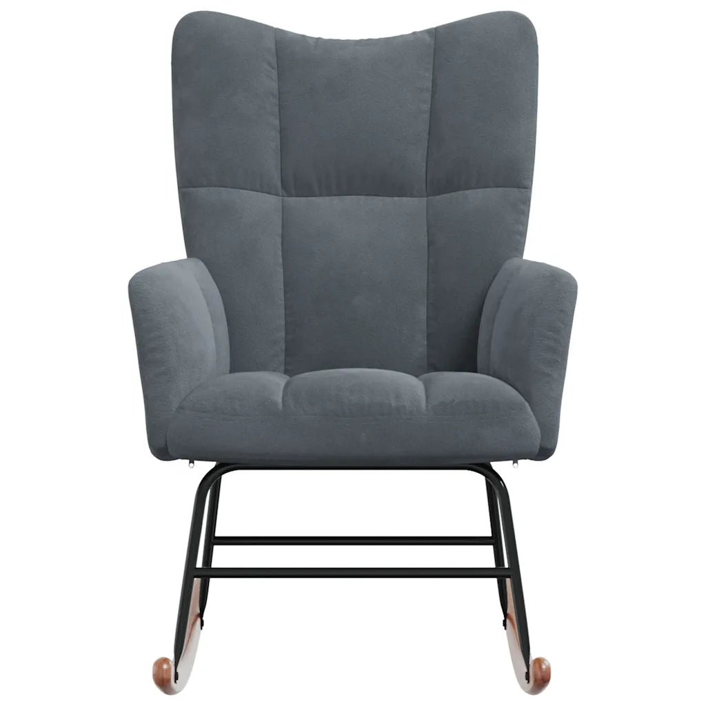 Un Fauteuil à Bascule Matelassé de couleur gris foncé.