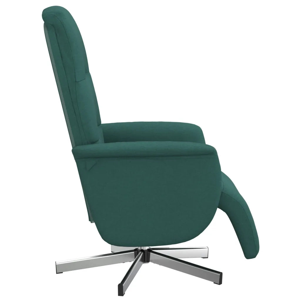 Vue latérale du fauteuil inclinable pivotant avec repose-pieds relevé.