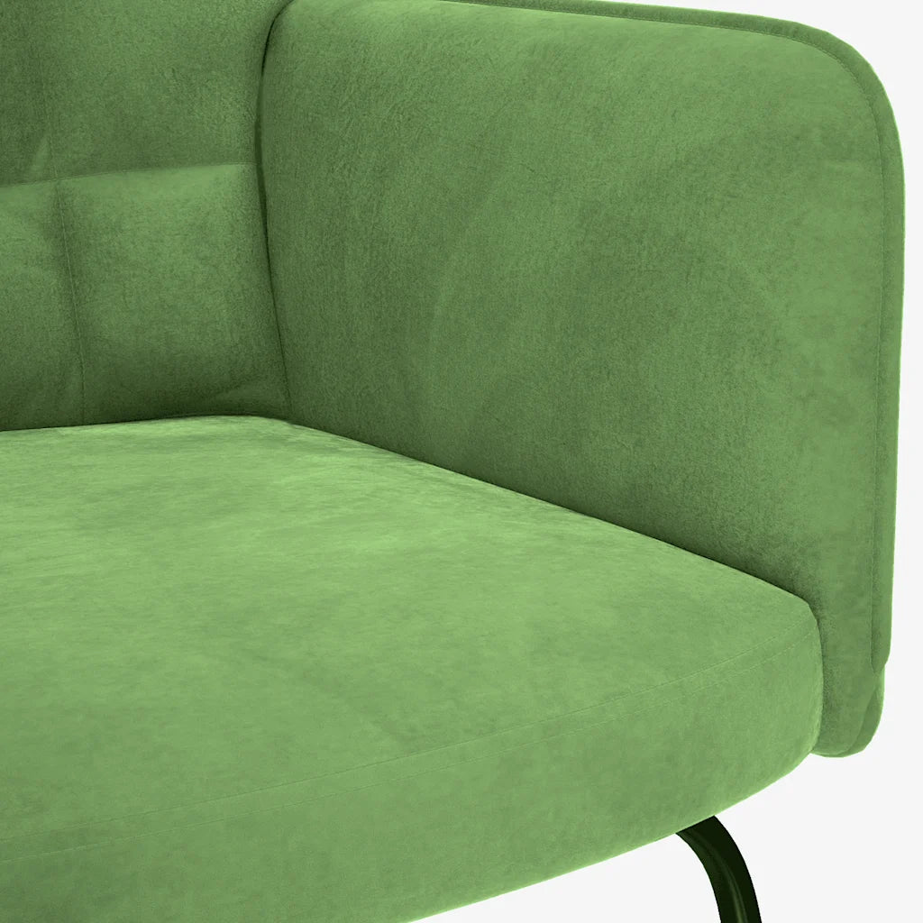 Un Fauteuil à Bascule en velours de couleurs vert clair ou Vert d'Eau