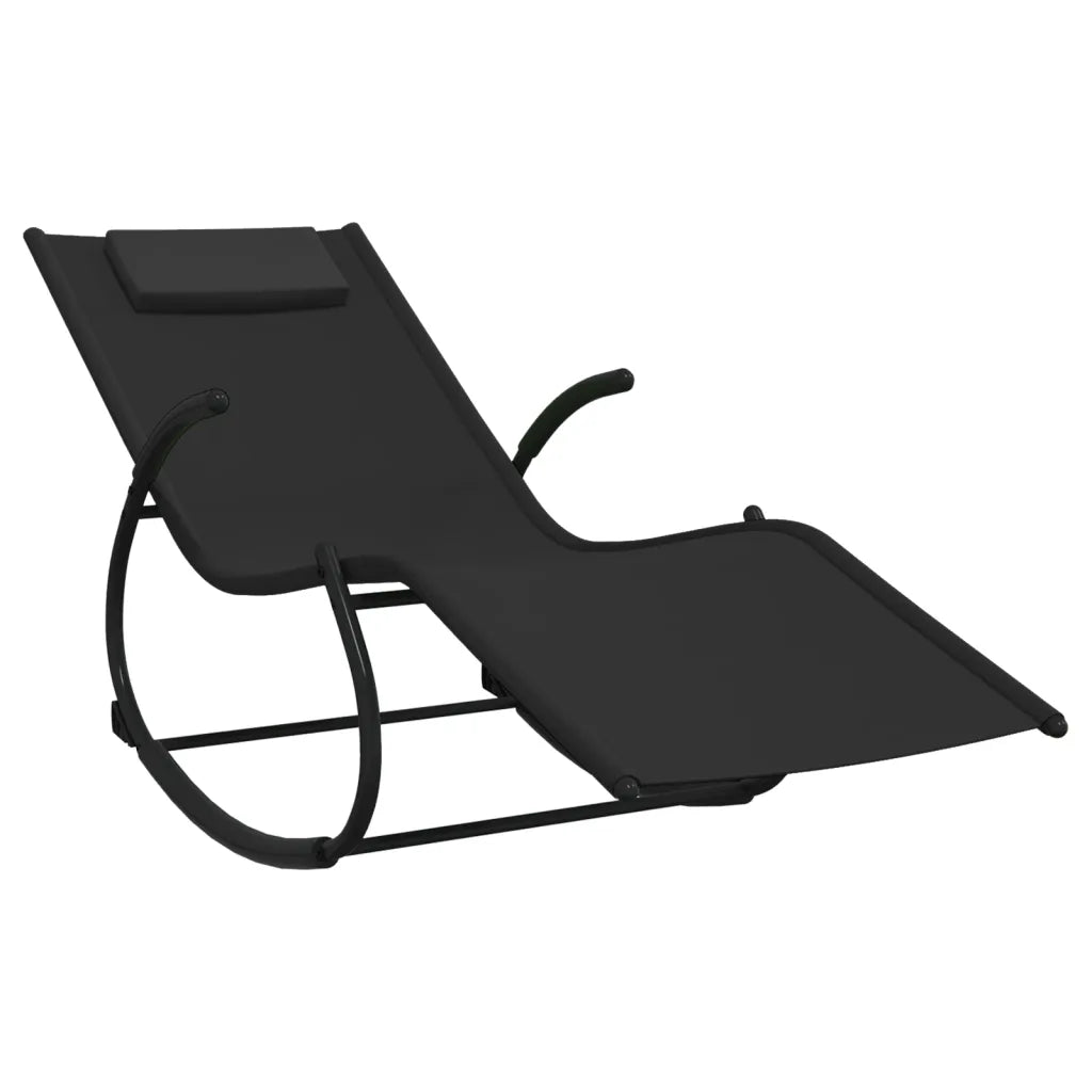 Une Chaise Longue Noire confortable et fonctionnelle pour espace extérieur.