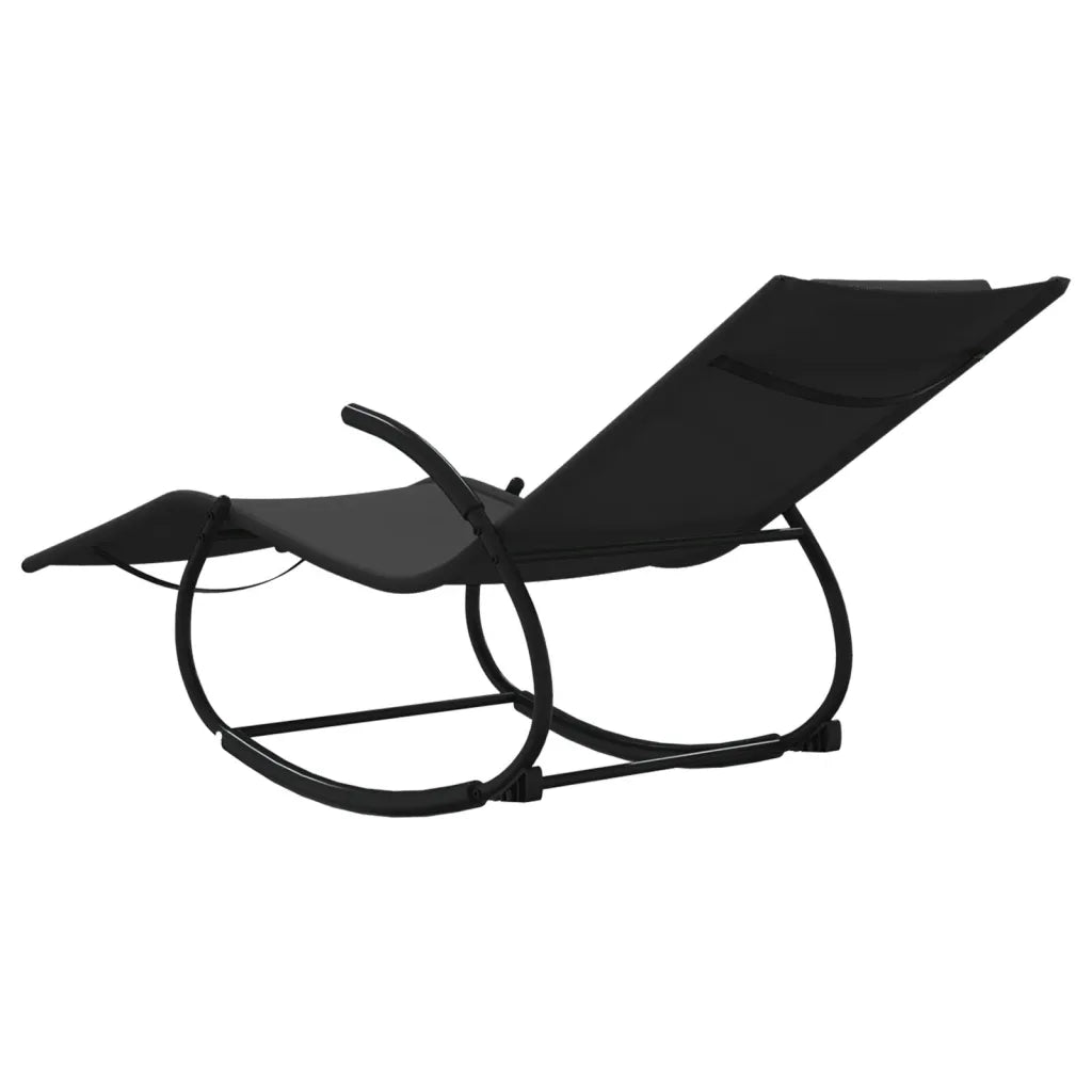 Une Chaise Longue Noire confortable et fonctionnelle pour espace extérieur.