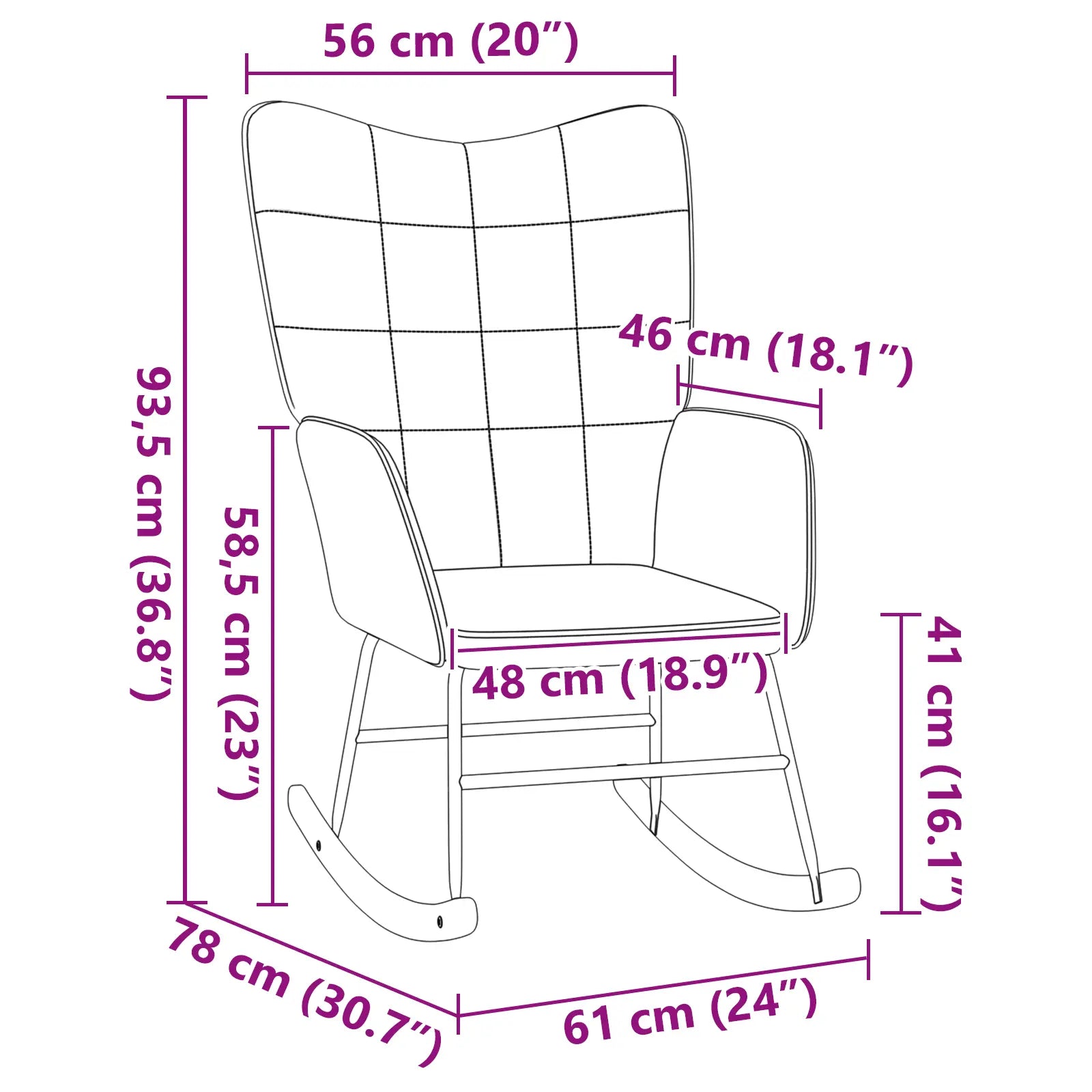 Vue latérale du fauteuil à bascule bouclette sur parquet clair – design moderne et apaisant.
