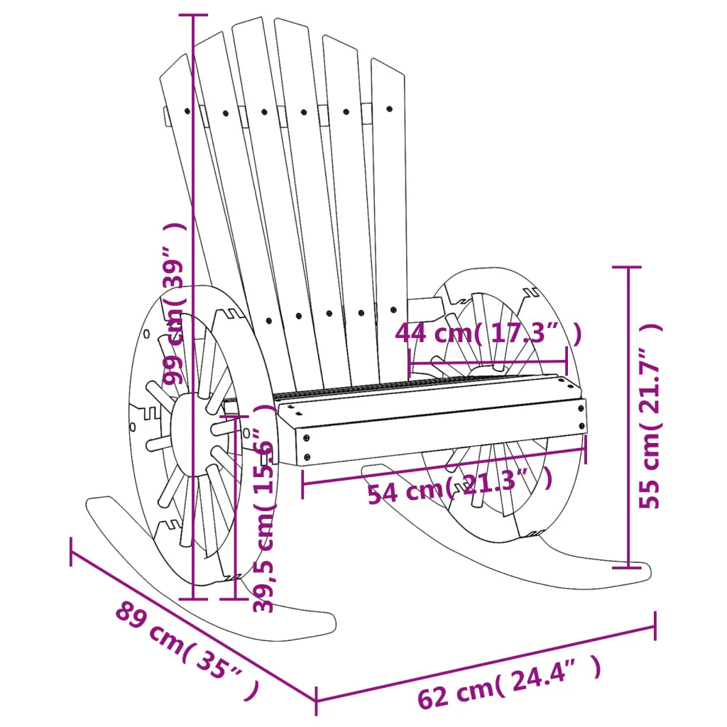 Un Fauteuil à Bascule en bois de sapin qui sera parfait pour le Jardin.