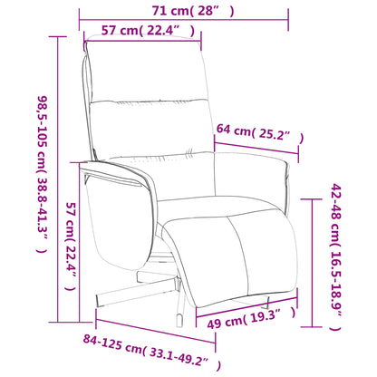 Plan et dimensions de notre fauteuil de repos inclinable.