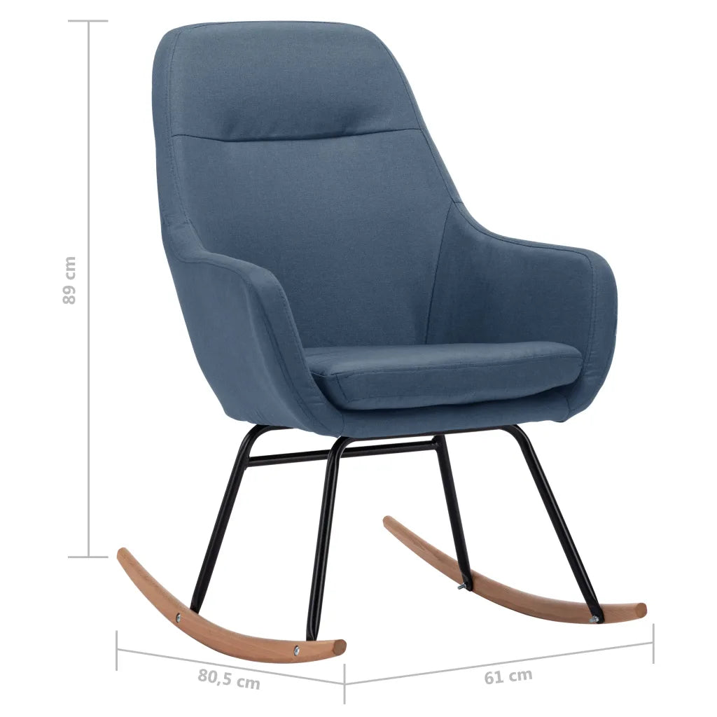 Un petit Fauteuil Idéal pour l'Allaitement, recouvert avec du tissu de couleur bleu.