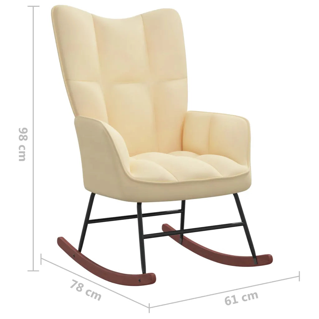 un Rocking Chair en velours Blanc très design et confortable. Existe en différents coloris. 