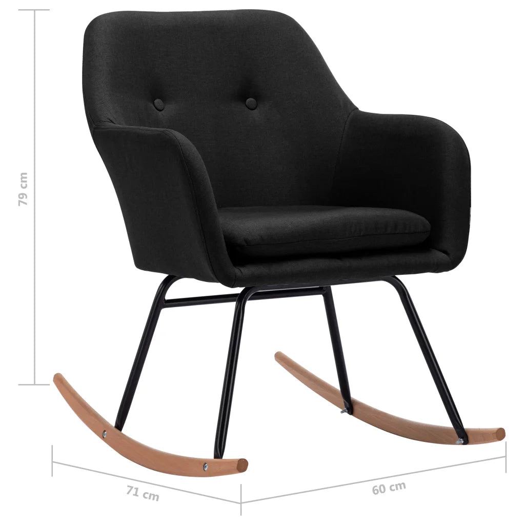 dimensions d'un rocking chair au tissu de couleur noir