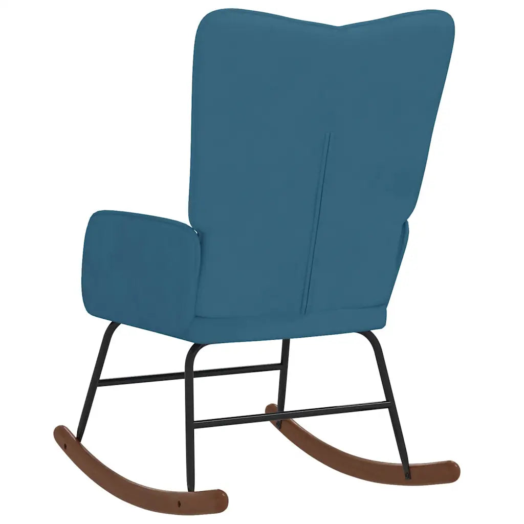 Un Fauteuil à Bascule en Velours bleu.