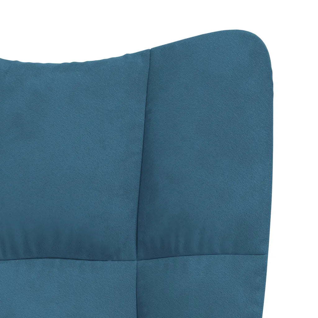 Un Fauteuil à Bascule en velours ultraconfortable, de couleur Bleu Canard.