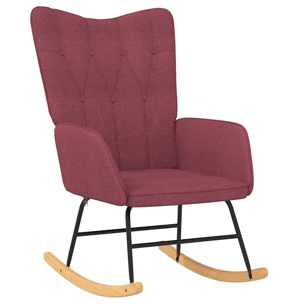 Un Fauteuil à Bascule couleur rouge vin, à personnaliser avec un Coussin.