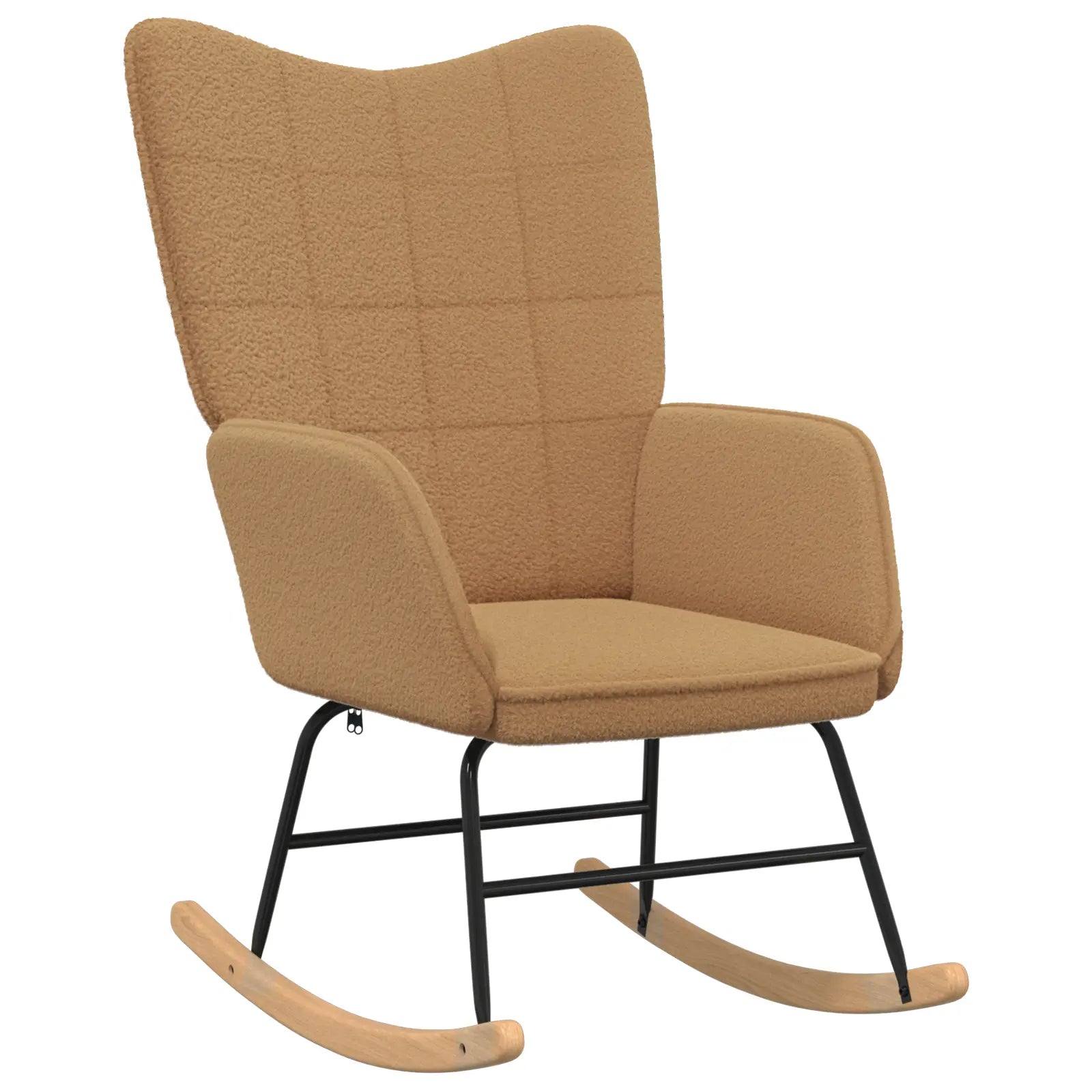 Accoudoirs rembourrés du fauteuil bouclette beige – confort maximal et finitions soignées.