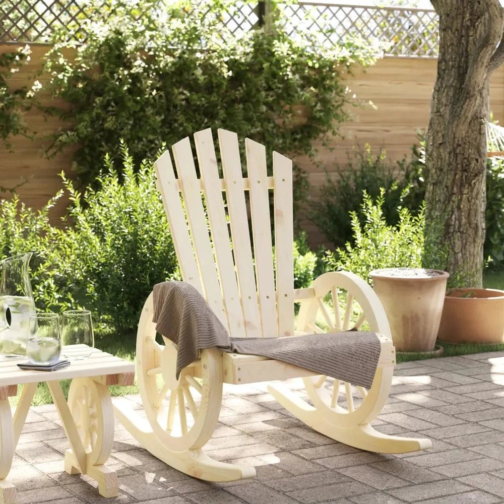 Un Fauteuil à Bascule en bois de sapin qui sera parfait pour le Jardin.