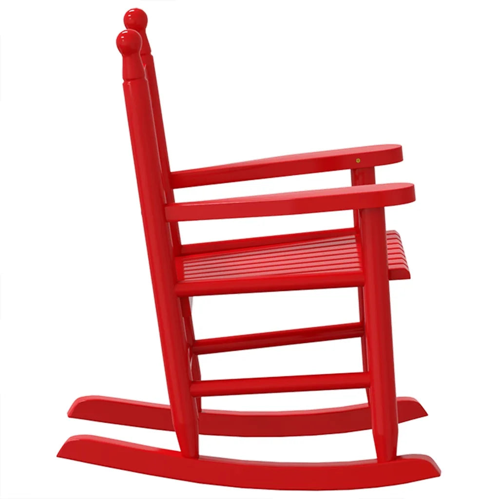 Un Fauteuil à Bascule spécial Enfant, en bois de peuplier rouge.