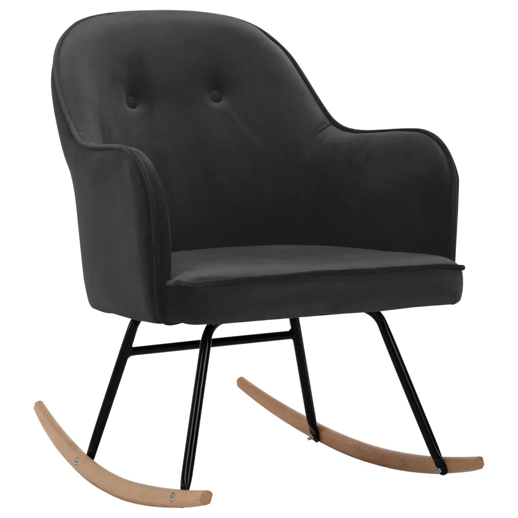 Un Petit Fauteuil à Bascule en velours gris/noir.