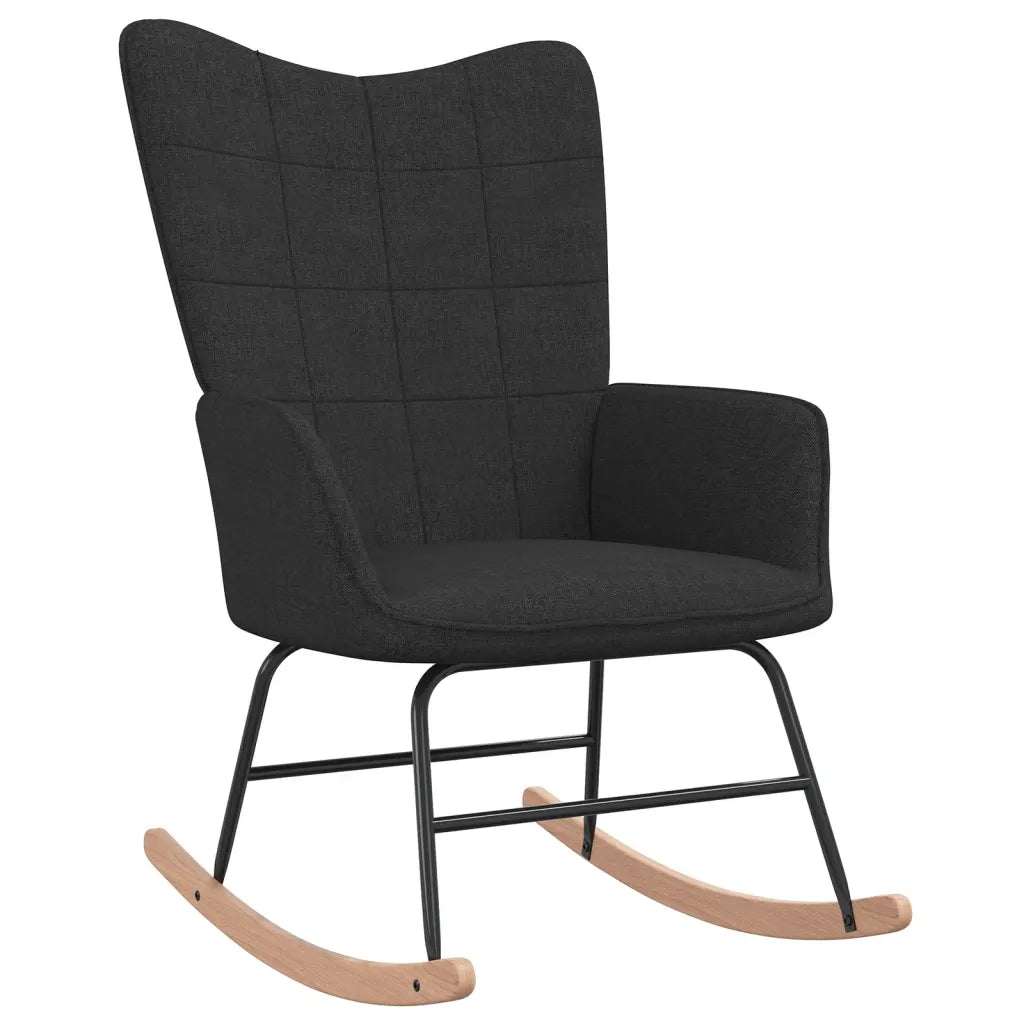 Un Fauteuil à Bascule noir avec repose pieds.