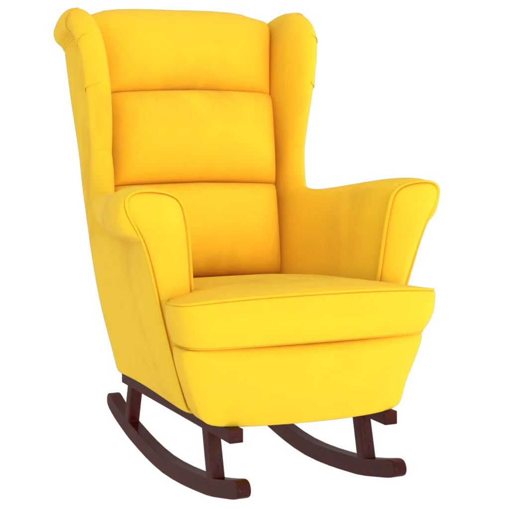 Un Fauteuil à Bascule au style Scandinave de part le choix de sa couleur jaune.