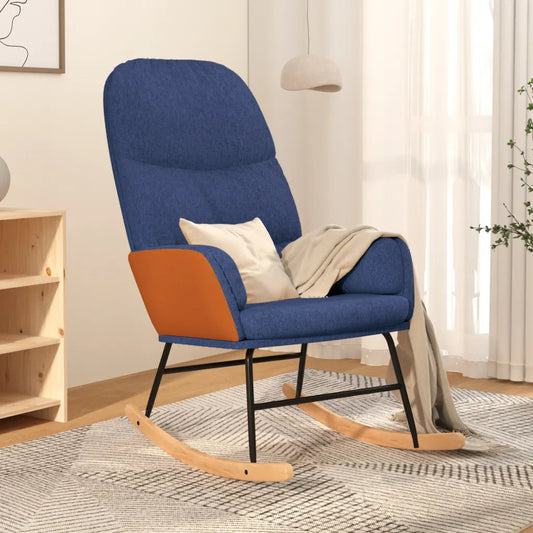 Fauteuil à bascule bleu en soldes dans un salon moderne – confort et élégance à prix réduit.
