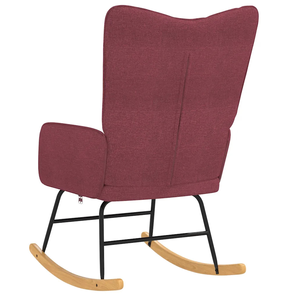 Un Fauteuil à Bascule couleur rouge vin, à personnaliser avec un Coussin.