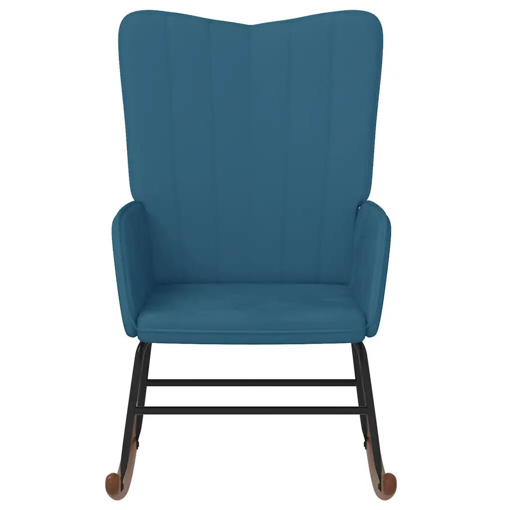 Un Fauteuil à Bascule en Velours bleu.