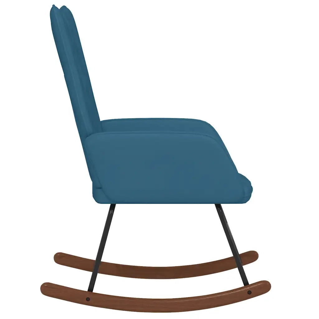 Un Fauteuil à Bascule en Velours bleu.