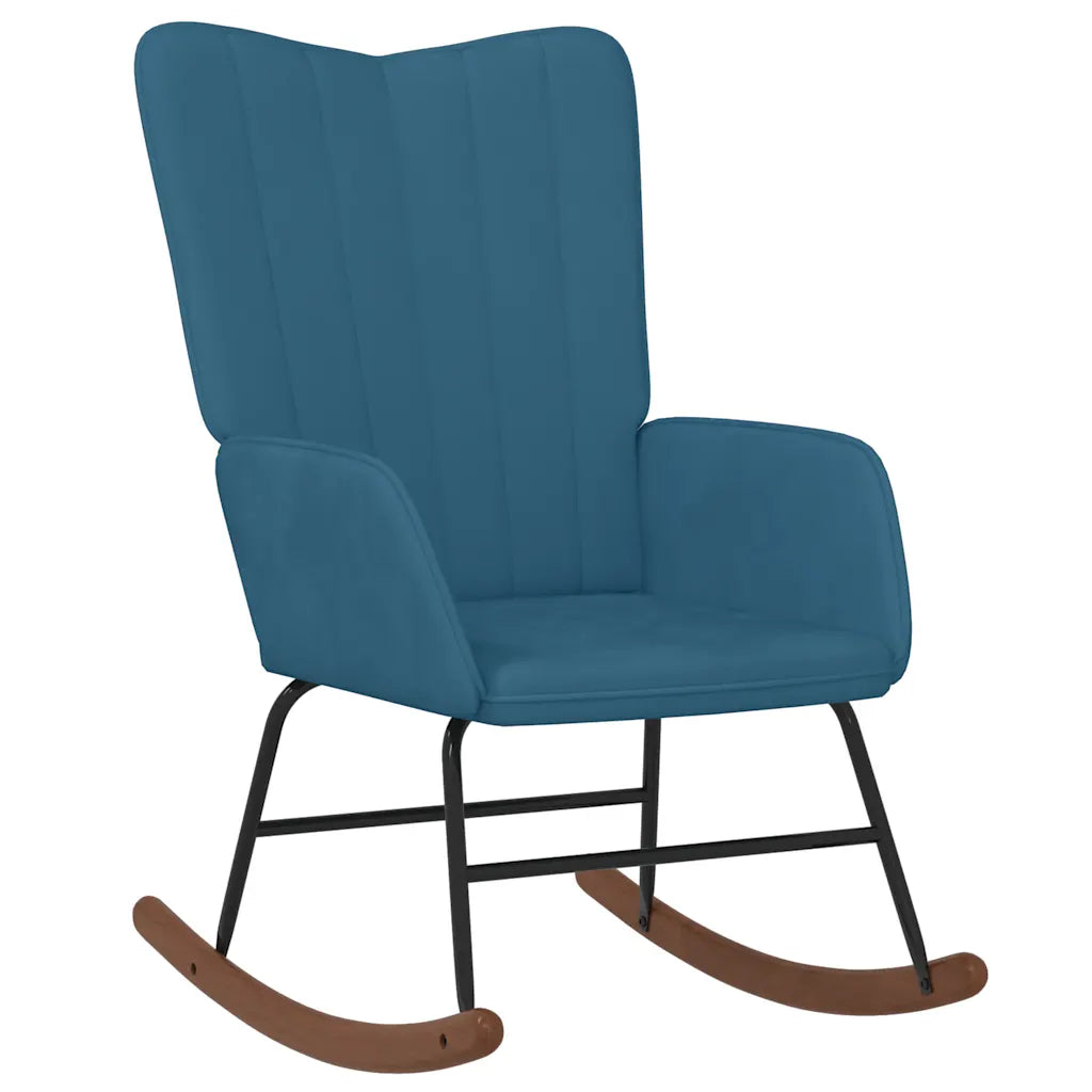 Un Fauteuil à Bascule en Velours bleu.