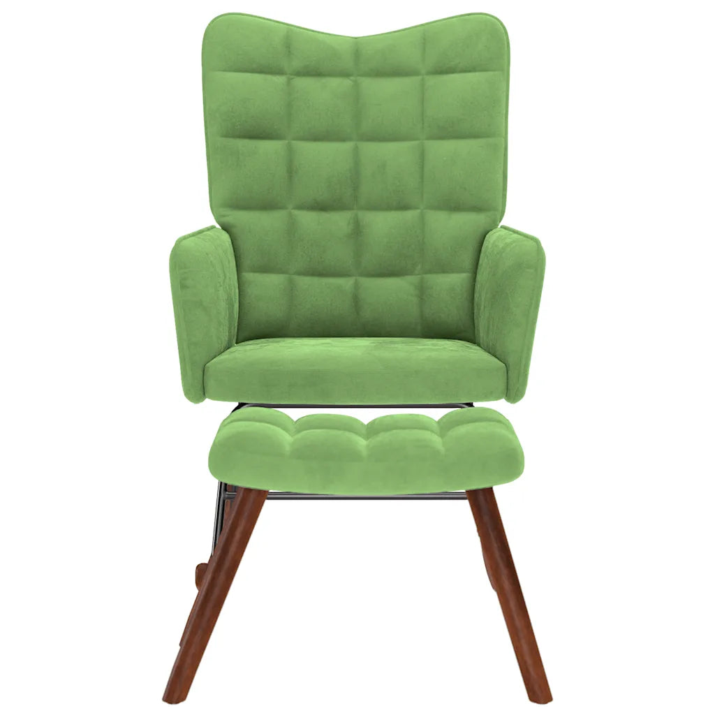 Un Fauteuil à Bascule en velours de couleurs vert clair ou Vert d'Eau