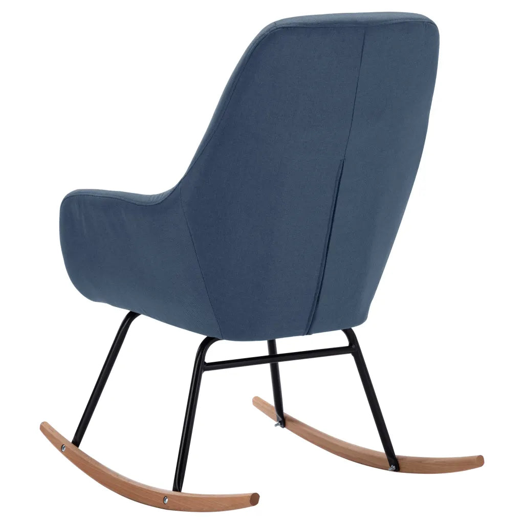 Un petit Fauteuil Idéal pour l'Allaitement, recouvert avec du tissu de couleur bleu.