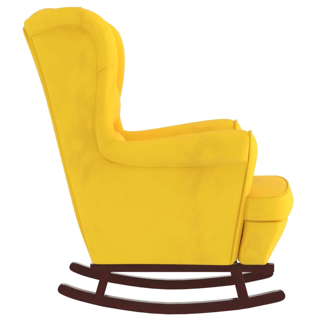 Un Fauteuil à Bascule au style Scandinave de part le choix de sa couleur jaune.