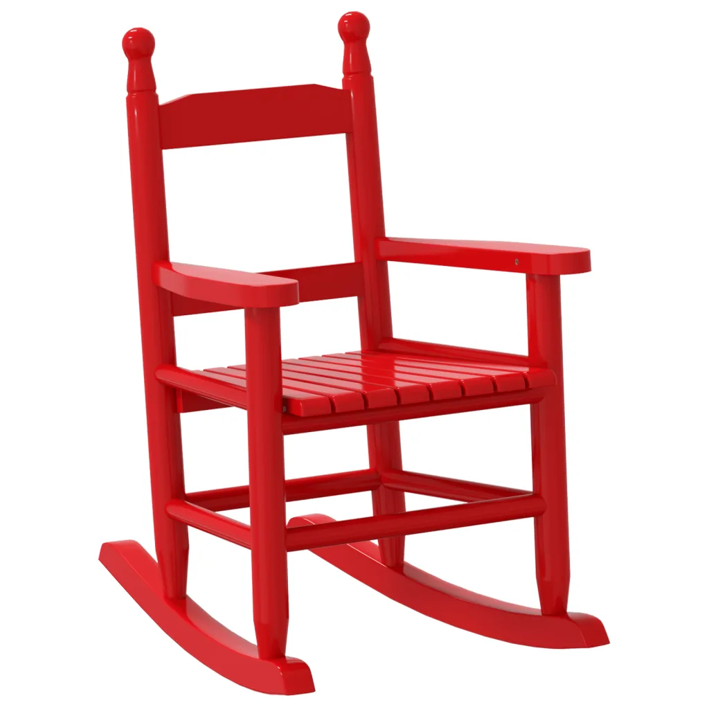 Un Fauteuil à Bascule spécial Enfant, en bois de peuplier rouge.