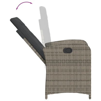 Fauteuil de jardin inclinable gris avec repose-dos incliné.