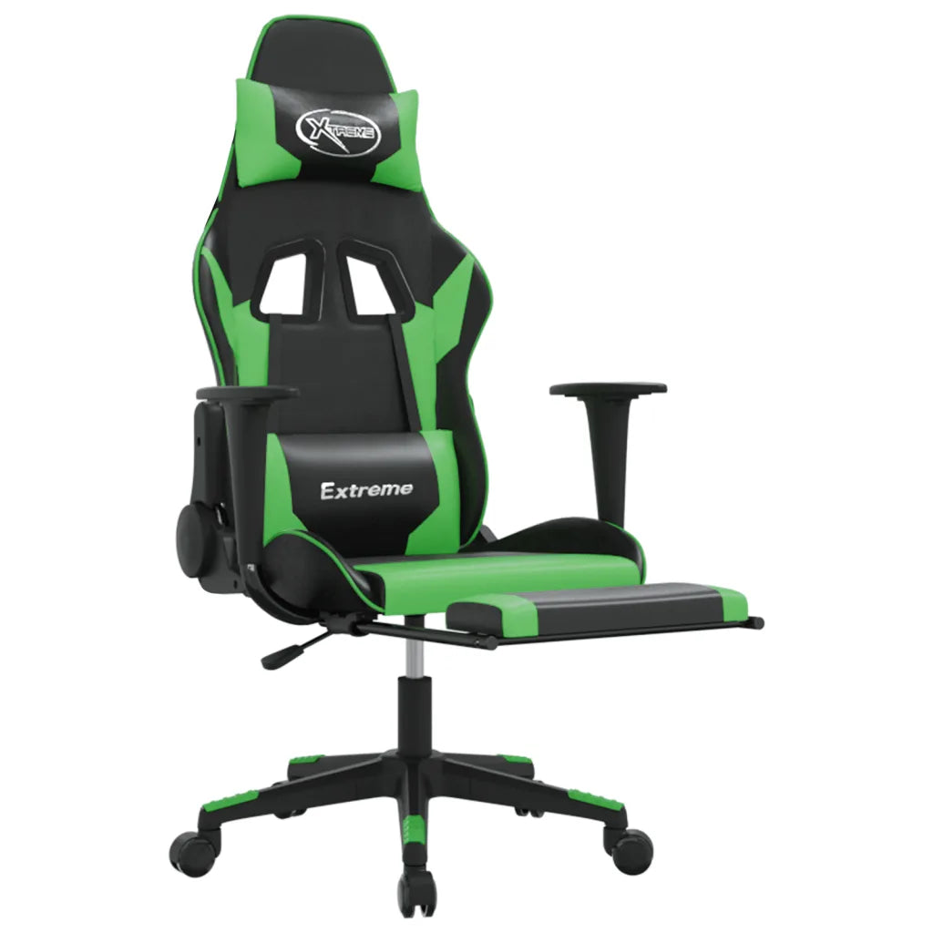 Détail du repose-pieds relevé du fauteuil gamer inclinable.