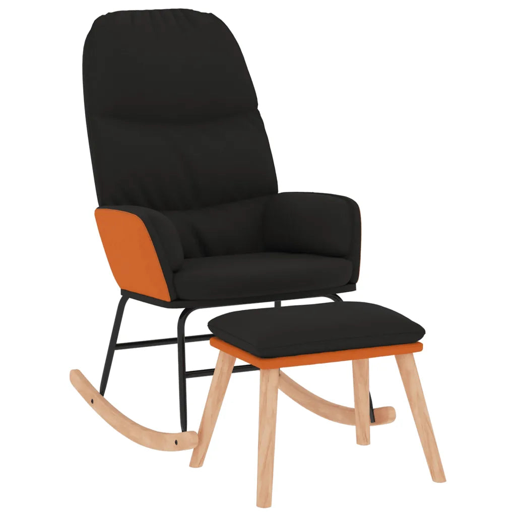 Un Fauteuil à Bascule Idéal pour l'Allaitement. De couleur noir et en simili cuir.