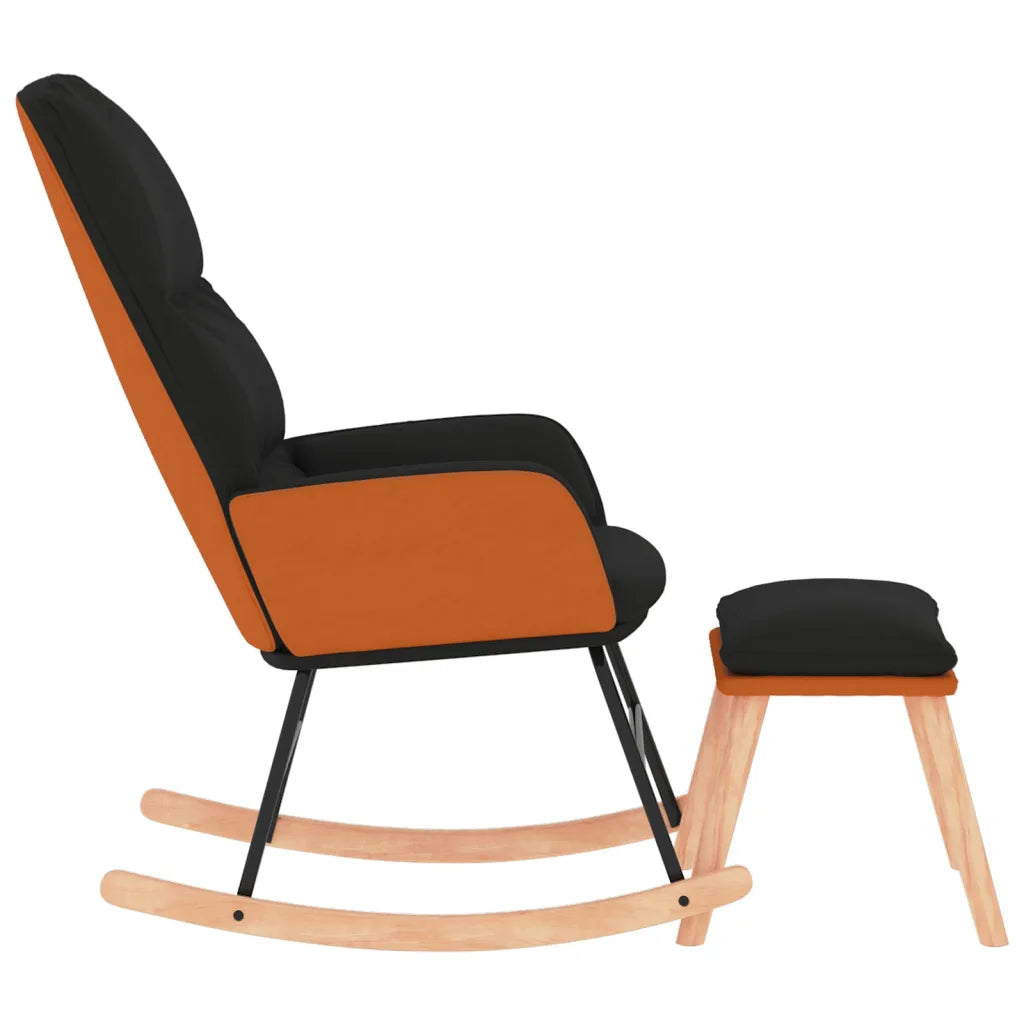 Un Fauteuil à Bascule Idéal pour l'Allaitement. De couleur noir et en simili cuir.